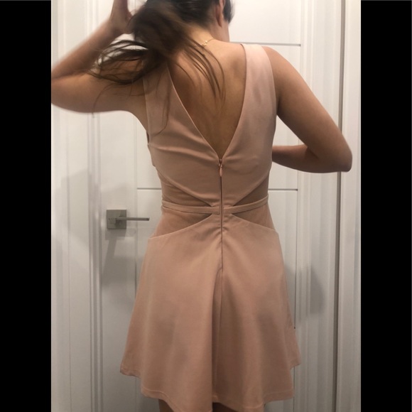 BEBE Mesh Inset Deep V Neck Dress - Picture 5 of 8